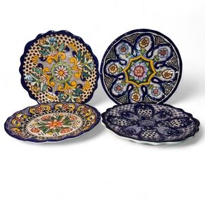 SET OF 4 POTTERY BARN DEL SOL MELAMINE DINNER PLATES 10.25" FESTIVE